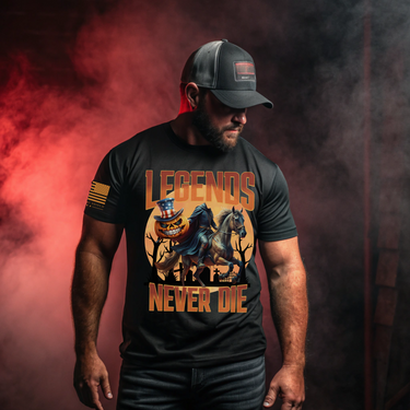 American Flag Headless Horseman Legends Never Die T-Shirt